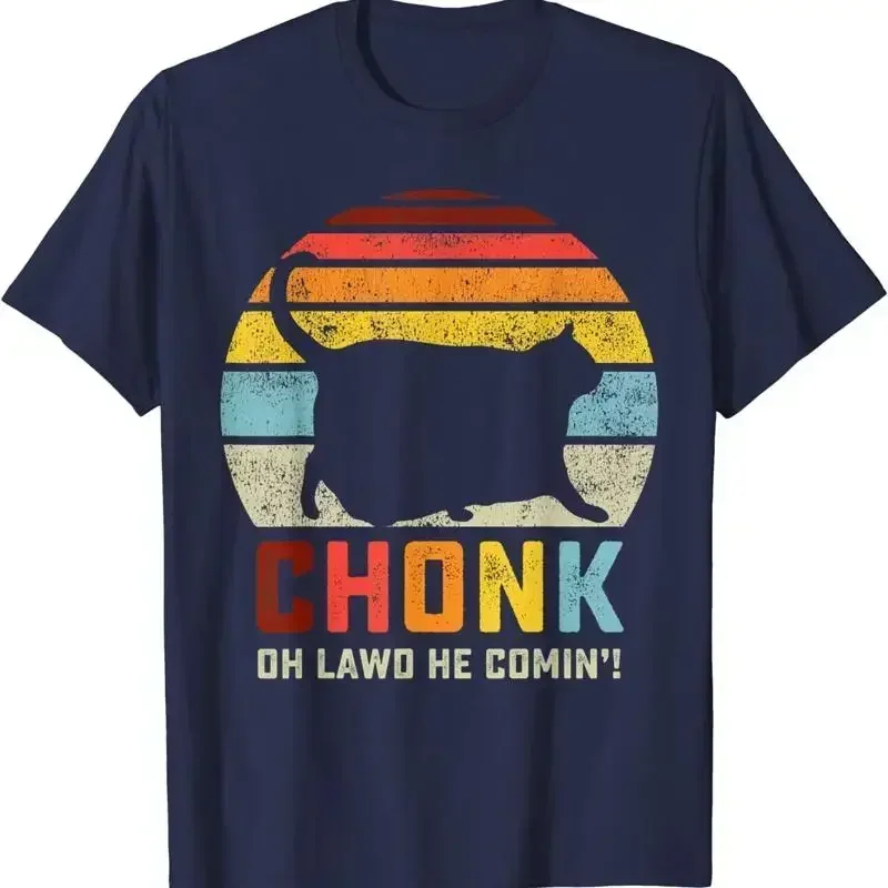 Chonk Oh Lawd He Comin' Cat Scale Meme Funny Retro T Shirt