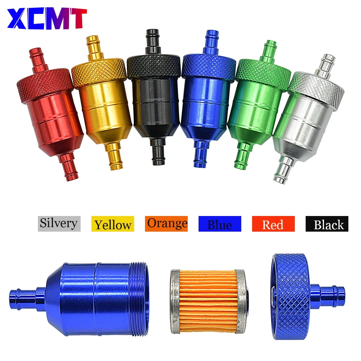 

Motocross Accessories 8mm CNC Aluminum Alloy Glass Motorcycle Gas Fuel Gasoline Oil Filter Moto For ATV Enduro Dirt Pit Bike MX