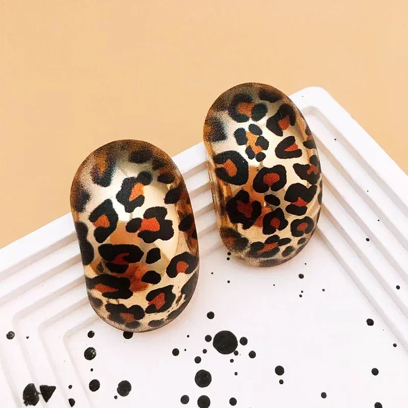 New Fashion Geometric Metal Earrings for Women Party Leopard Print Hip-hop Gold Color Female Trendy Earring Jewelry