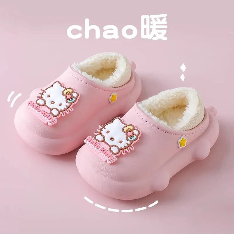 Sanrio Slippers Cartoon Hello Kitty My Melody Kuromi Cinnamoroll Autumn and Winter Warm Cotton Soft Home Shoes Holiday Gifts