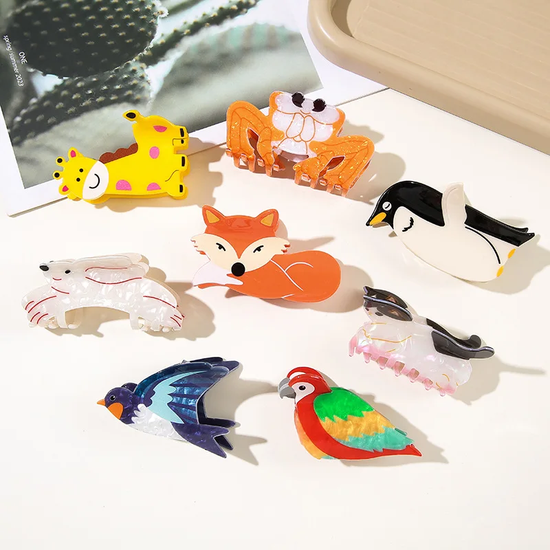 

NC NEW Zoo Collection Hair Claw Cute Cartoon Animals Cat Parrot Claw Clip Trendy Crab Hair Clip Hair Accessories for Women Girls