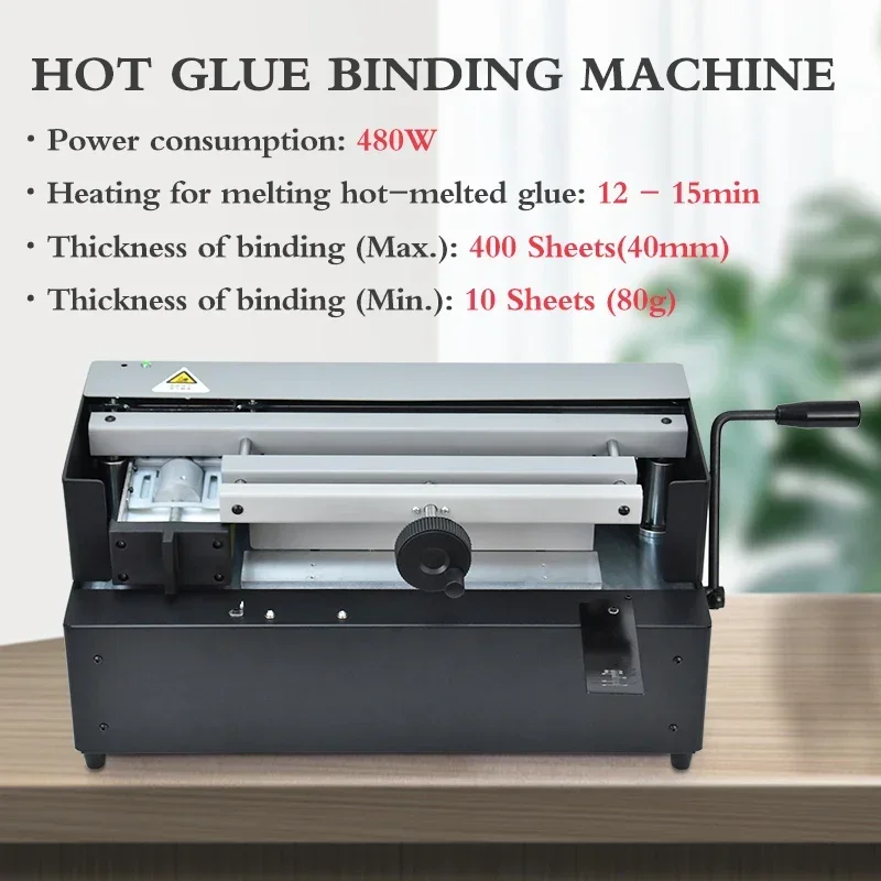 2026 New Factory WD-40B Desktop Automatic Glue Binder Book Hardcover Hot Melt Glue Binding Machine