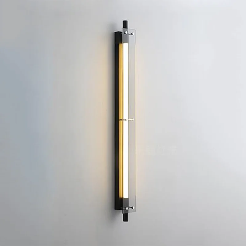 Modern Glass Long Strip Wall Light For Living Room Decoration Corridor Homestay LED Lights Hotel Industrial Retro Black Sconce
