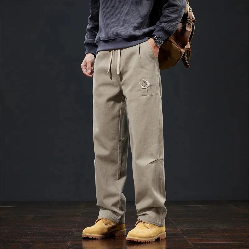 

Весенние и осенние американские ретро вертикальные брюки-карго мужские повседневные свободные бренды