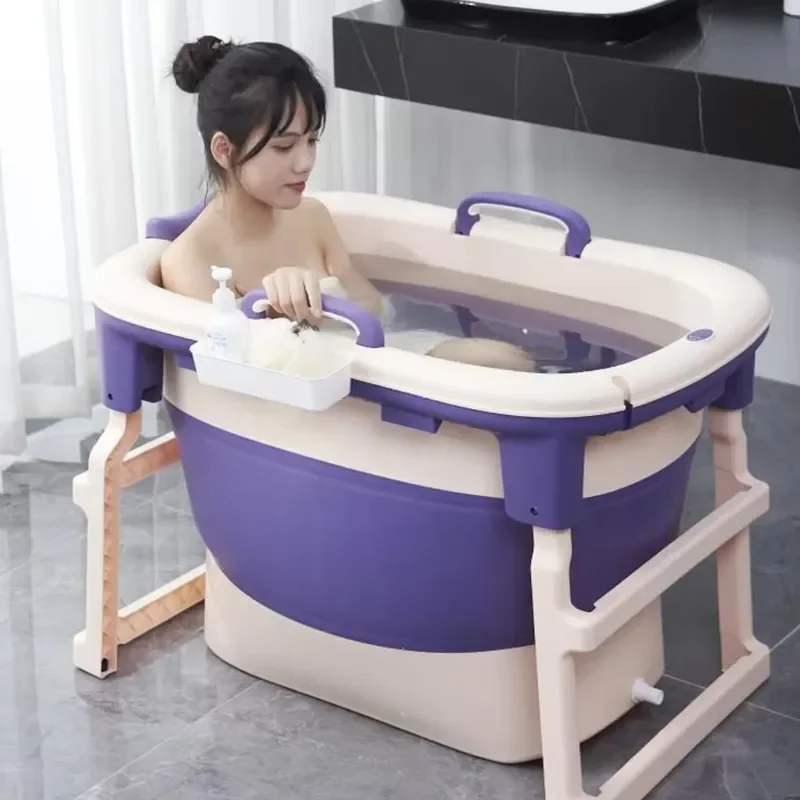 Portable Plastic Bathtub for Adults Foldable Large Size Soaking Tub Home Spa Bath Basin Universal Design Easy Storage Durable