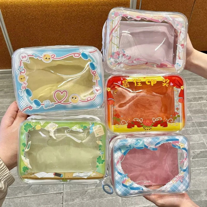 Cute PVC Ita Bag for 10cm Couple Doll Transparent Display Toy Storage Kawaii Protective Case with Wrist Strap Fans Supplies New