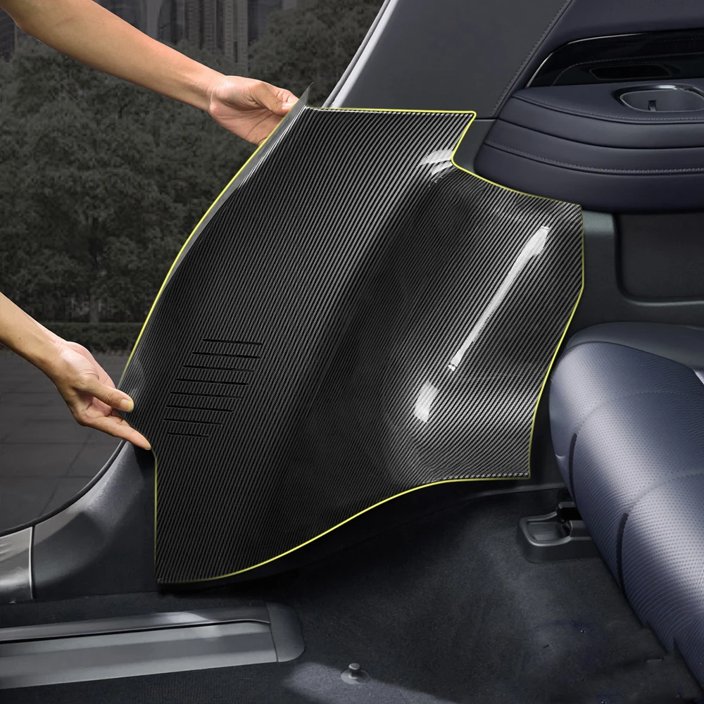 For ZEEKR 9X 2025 2026 Three Row Side Wall Carbon Fiber Grain Kick Plate 5D Full Coverage Interior Protection Panel Accessories