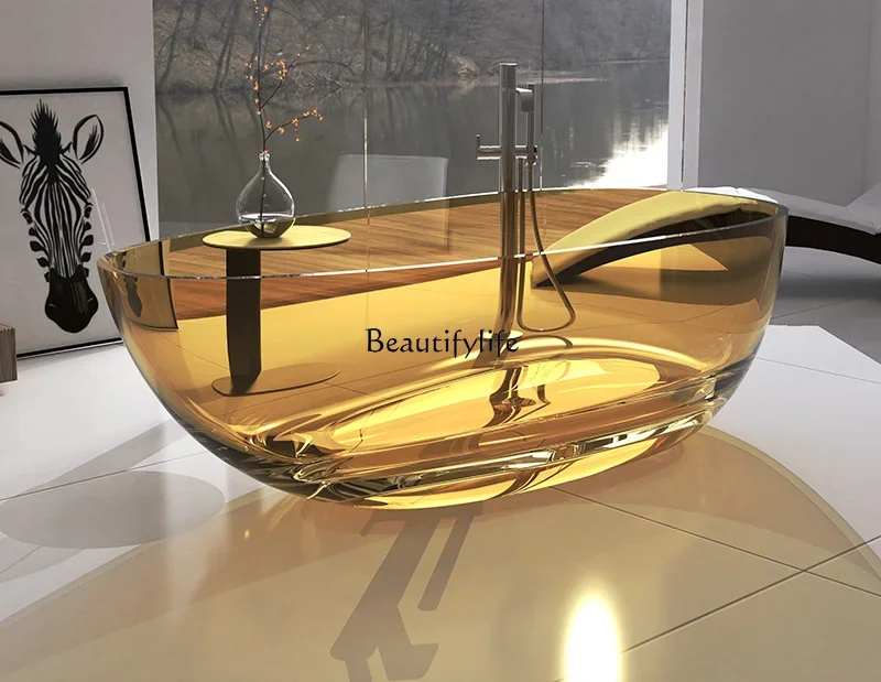 

ld 30 Color Artificial Stone Crystal Goose Egg Transparent Resin Bathtub Independent Double Bathtub