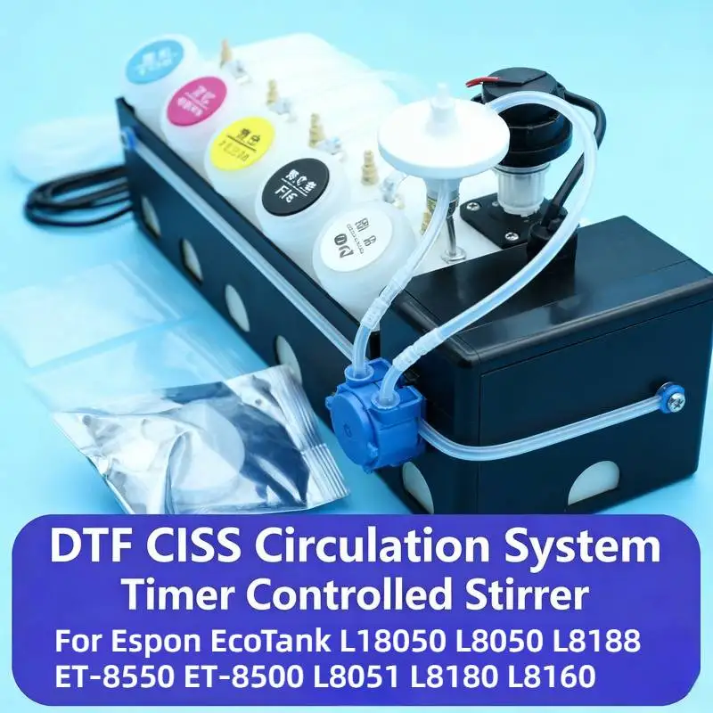 

Комплект циркуляции чернил DTF СНПЧ в баке без демпфера для Epson L18050 L8050 L1800 L800 L805 XP600 DTF DTG Принтер Таймер миксера белых чернил
