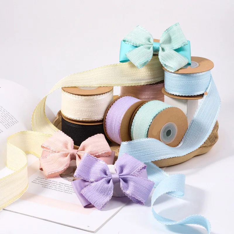 10 Yards 38MM  Hollow Lace Double-Sided Ribbon Single Color Hair Bows DIY Crafts Gift Wrapping Handmade Accessories Decoration