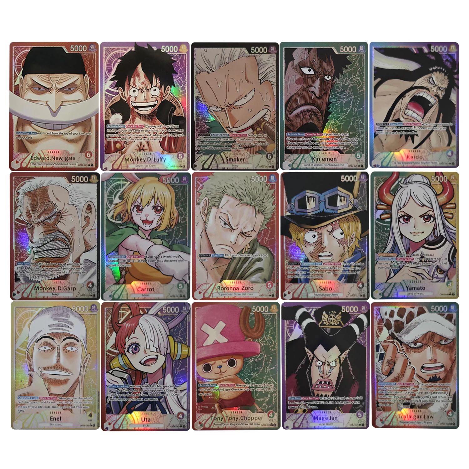 

14 Styles Diy One Piece Opcg Zoro Luffy Collection Card Refraction Color Flash Classic Limited OPCG 05 Anime Cards Gift Toys