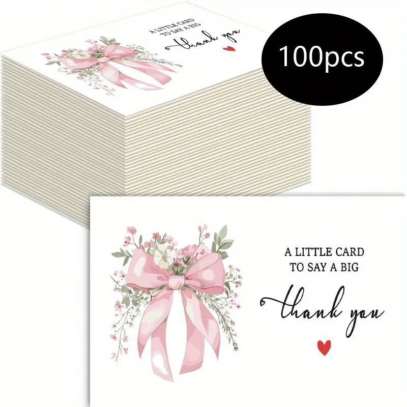 100pcs Exquisite Thank-you Card Set, Used for Business Occasions, Parties, Birthdays, Wedding Banquet Table Decorations