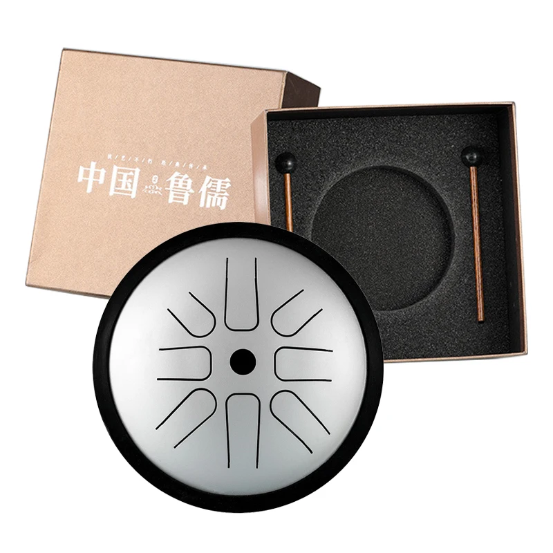 Hluru Professional Glucophone Steel Tongue Drum 6 Inch 8 Notes High Quality Ethereal Drum D5 Drum Percussion Musical Instrument