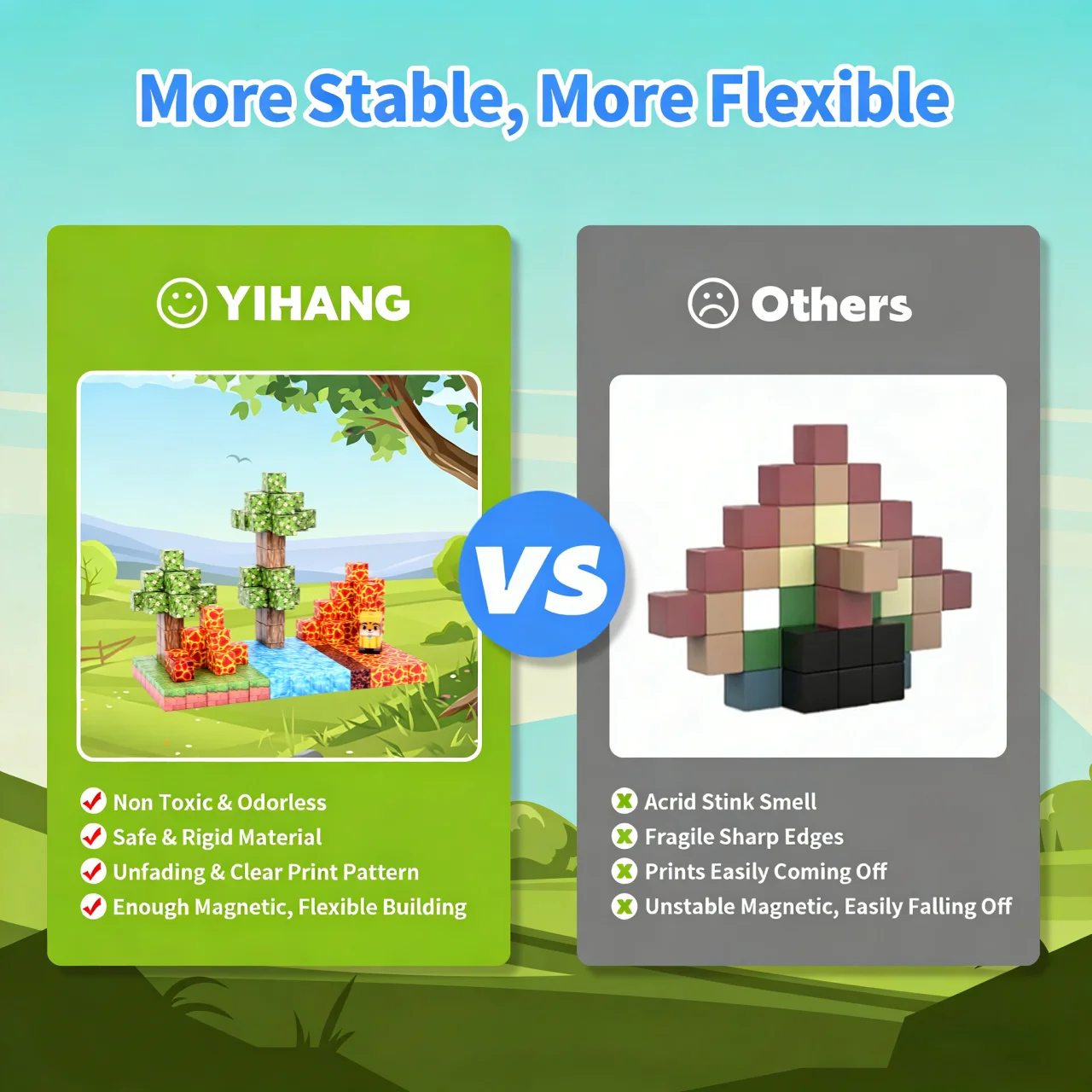 Blocs magnétiques série Mine et montagne de lave, jouet Architectural ABS de qualité alimentaire pour enfants de 3 ans et plus, cadeau d'hiver idéal