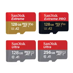 SanDisk-マイクロSDメモリーカード,クラスUHS-1,v30,u3,4k,microsdxc,最大200 mbps,tf,トランスフラッシュ,mikro,64GB, 128GB 256GB、512GB、1テラバイト