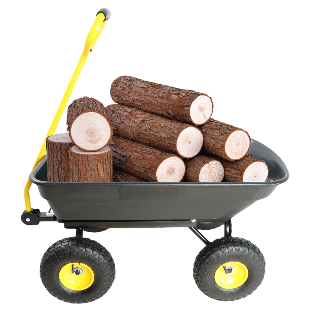 

Садовая тележка-платформа складная усиленная 55 л, грузоподъемность 136 кг, портативная, с пневматическими колесами для патио, двора, газона