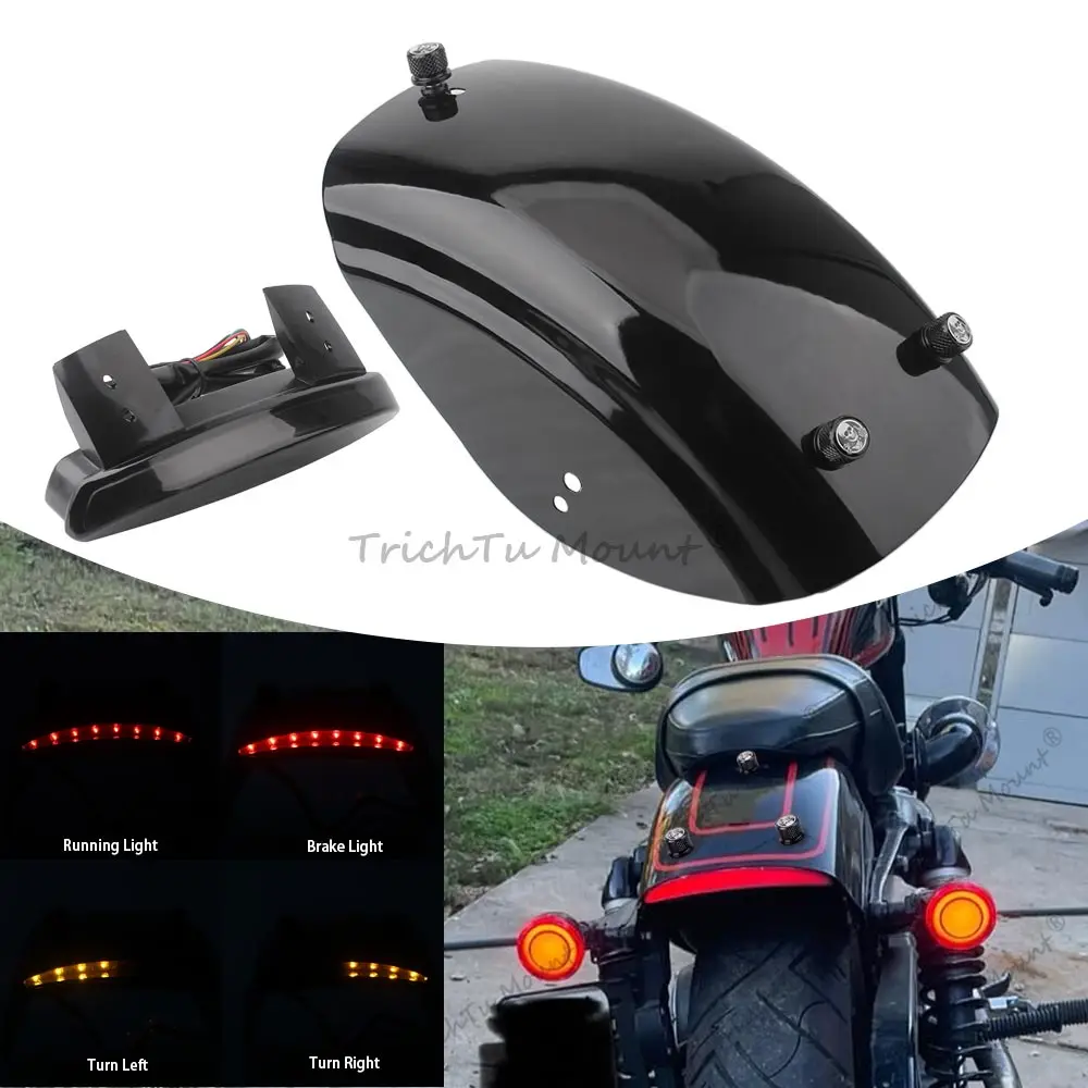

Motorcycle Rear Fender Short Protector Moto Mudguard Tail Light Edge Brake Taillight For Harley Sportster XL883 1200 72 48 Iron