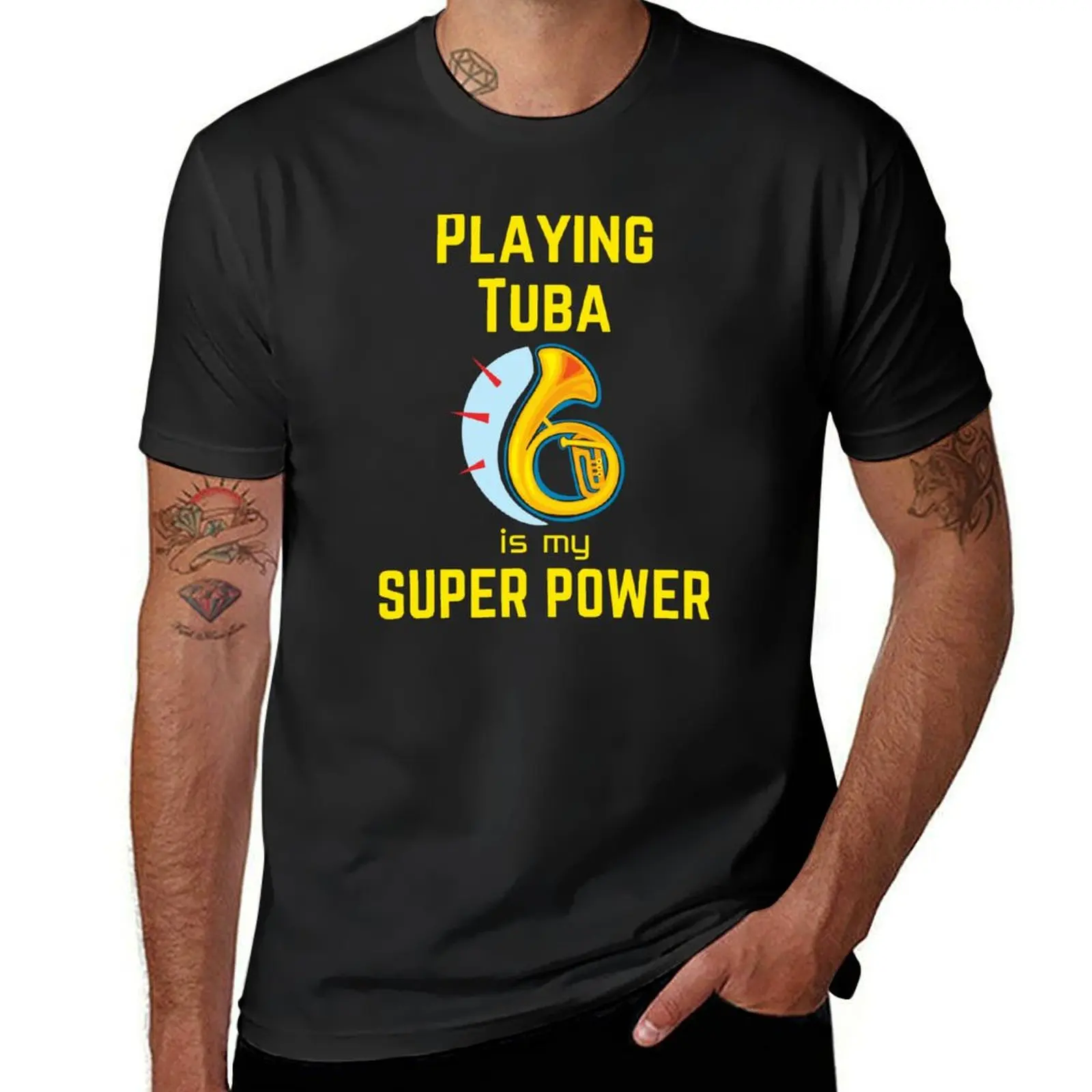 Playing Tuba is my superpower T-Shirt animal prinfor boys blacks mens clothes