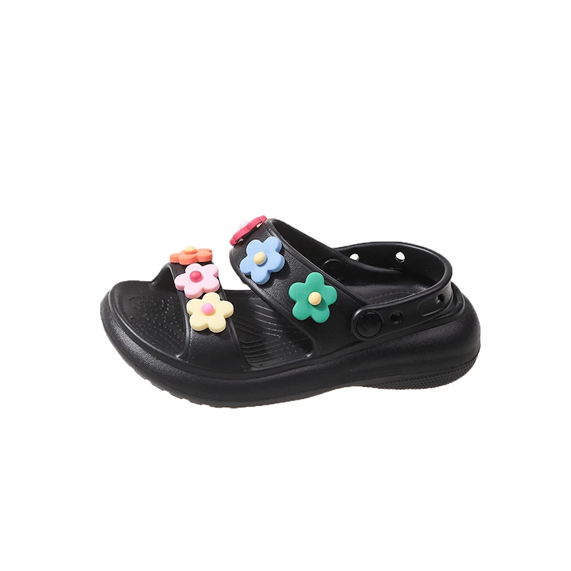 Cute Flower Deco Sandals For Kids Girls Summer Anti-Slip Slippers Children Brand Design Thick Sole Soft Pool Bath Beach Shoes