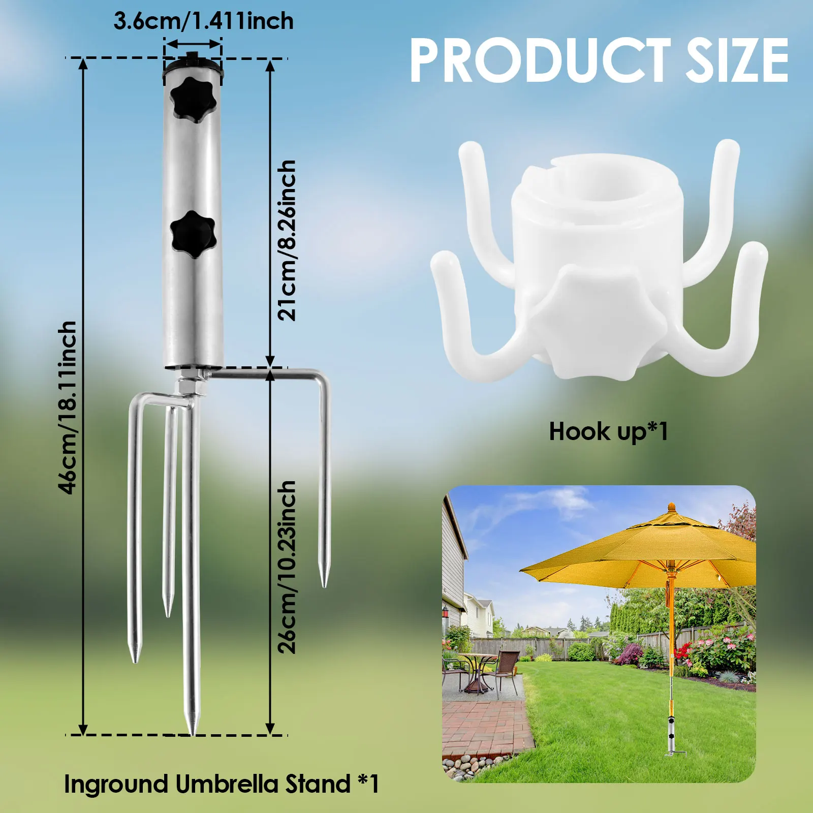 Metals Beach Umbrella Sand Anchor Heavy Duty Umbrella Base Durable Sun Umbrella Stand for Outdoor Garden Camping Umbrella Holder