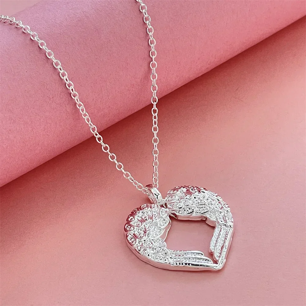 925 Silver Necklace Heart-Shaped Pendant, Suitable For Women's Daily Wear