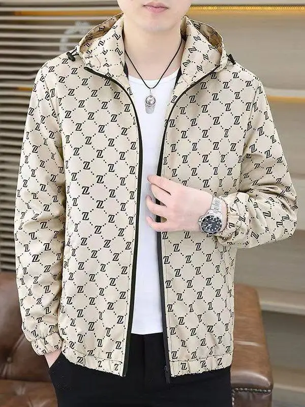 

Men's Premium Casual Hooded Jaet Thin Spring Autumn New Youth Trendy Versatile Top Coat Stand Fit Polyester Nylon Cos...