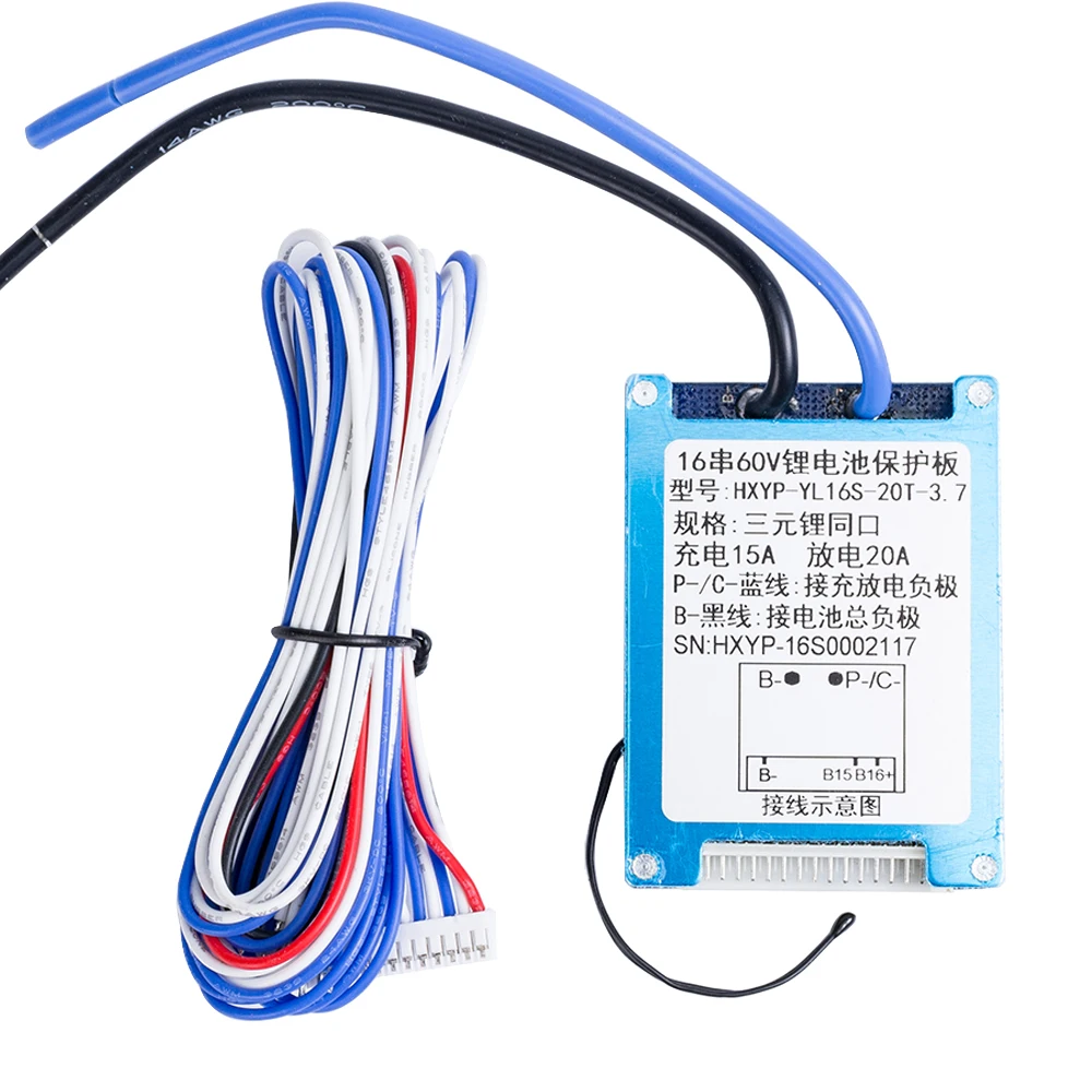 Bms-nc温度保護付きリチウムイオンバッテリーパック,一般的なポート,DIY, 16s,60v,59.2v,51.2v,20a,3.2v,3.7v
