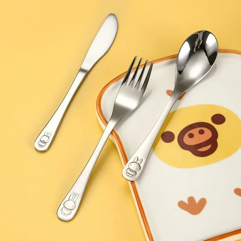 Kawaii Miffy Stainless Steel Household I Spoon Dessert Cake Fork Fruit Fork Children's Tableware Boy and Girl Toy Gifts