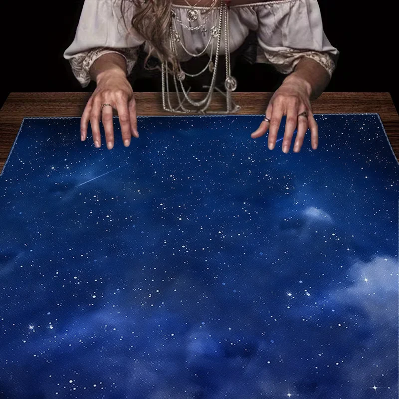 Tarot Clothes for Table Tarot Cloth Astrology 1Pc dark blue night sky printed tarot tablecloth, card mat cloth, furniture