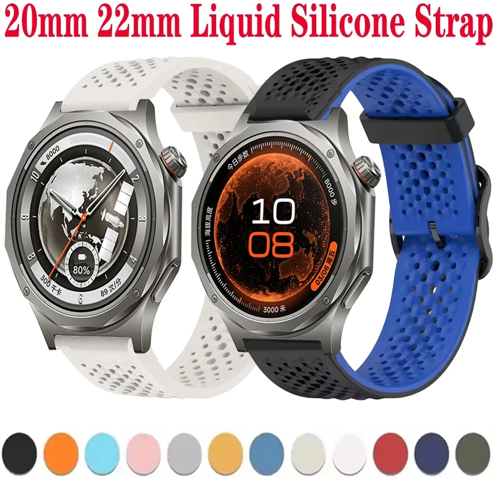 20/22mm Original Liquid Silicone Strap for OPPO Watch X3 S Oneplus Watch 4 Lite Breathable Band for Xiaomi Watch 5 S5-4-3-2 Belt
