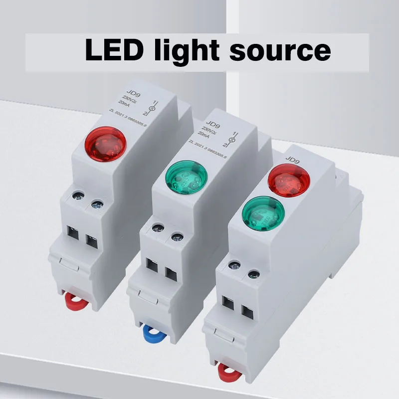 Feu de signalisation sur rail DIN, indicateur d'alimentation LED, lumière de signalisation DC AC220v 24v vert rouge, arrêt de démarrage, indication du travail JD9