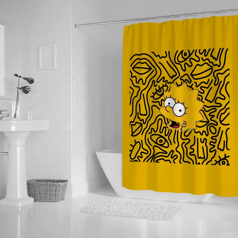 S-Spongebob Shade Curtain for Shower Curtains Bathroom Accessories Bath Bedrooms Waterproof the Home Fabric Opaque Products