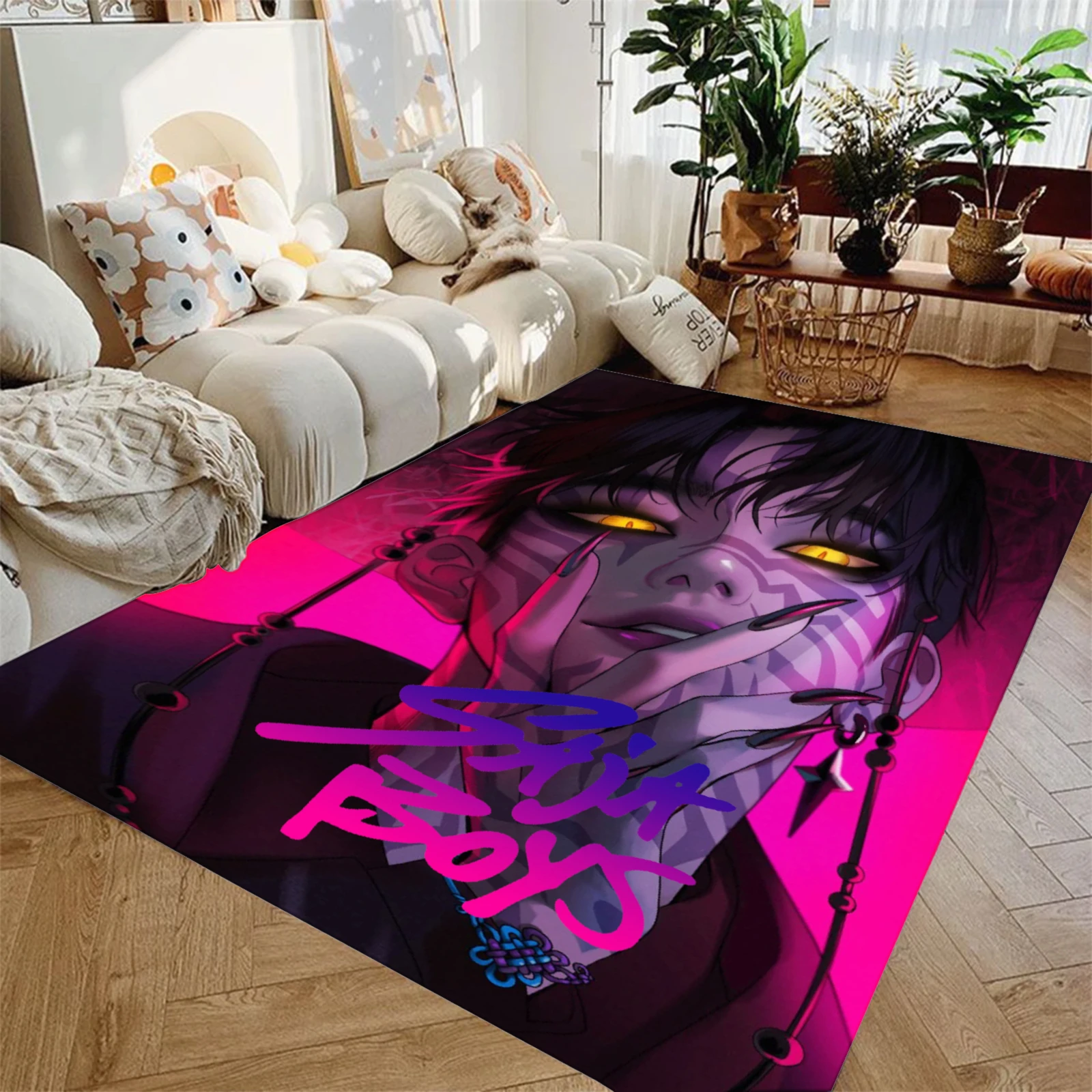 K Pop D-demon Hunters السجاد المضادة للانزلاق مستطيل الكلمة حصيرة لينة منطقة الغرفة السجاد داخلي في الهواء الطلق ترحيب ممسحة للباب الأمامي #6