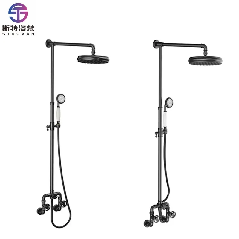 

High Quality Wall Mounted Shower Mixer Bath Brass Black Shower Faucet Sets