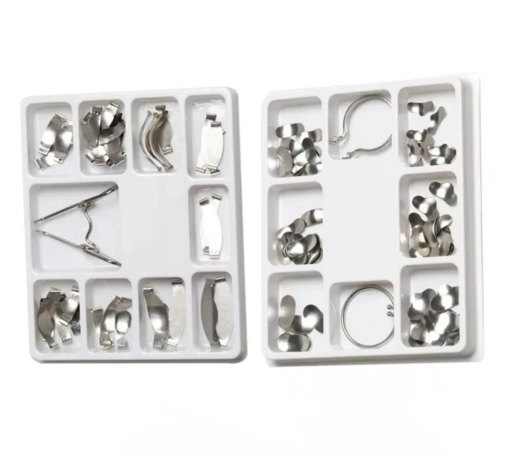 5 Box Dental Matrix Band System Dental Sectional Contoured Matrices Metal Full Kit Dentistry Ring Spring Clip Dentist Tools