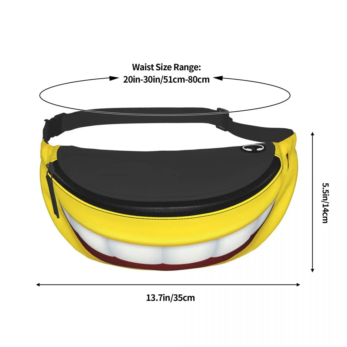 Grappige Smile Tanden Mond Fanny Pack Mannen Vrouwen Mode Cartoon Smile Crossbody Heuptas Voor Lopende Telefoon Geld Zakje