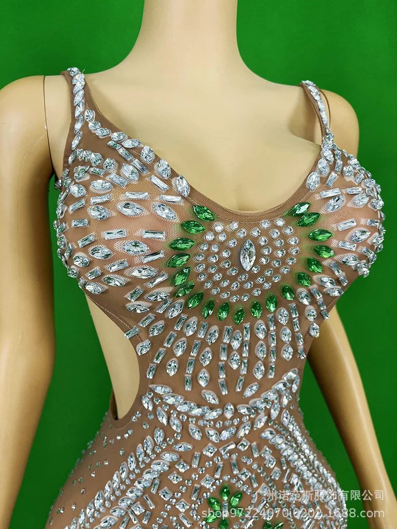 Sexy Jarretel Strass High-end Celebrity Verjaardagsfeestje Licht Luxe Avondjurk Studio Tentoonstellingshal Model Prestaties