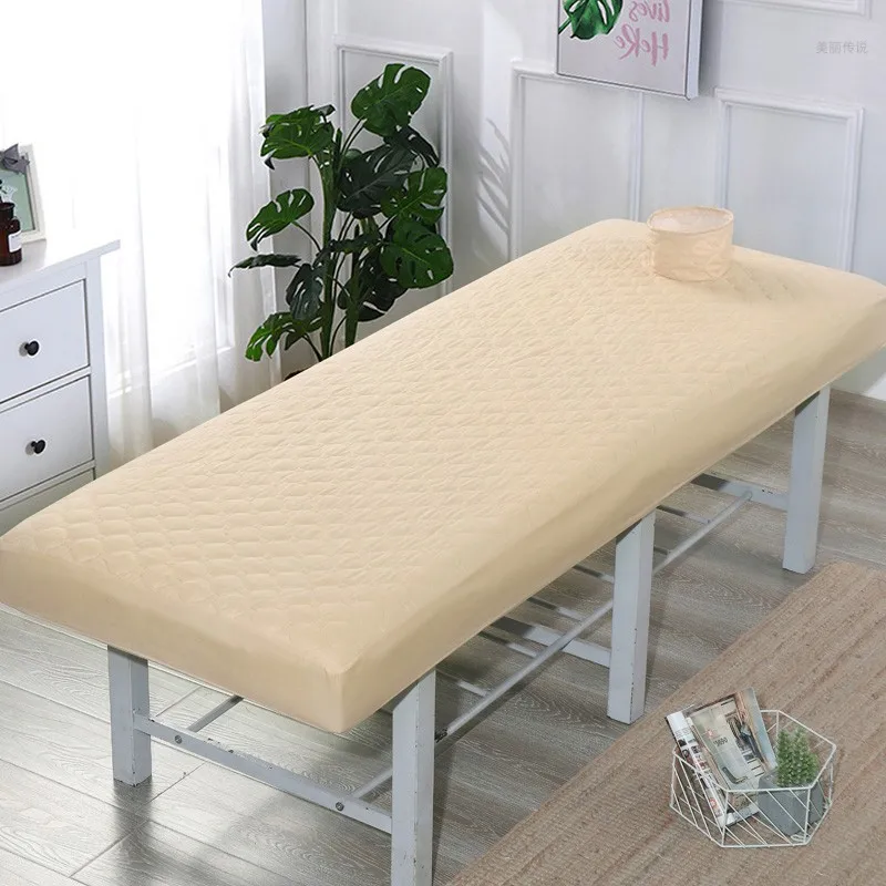 Thicken Quilted Beauty Salon Massage Table Fitted Bed Sheet Skin-Friendly Massage SPA Bed Cover Bedspread with Breath Hole