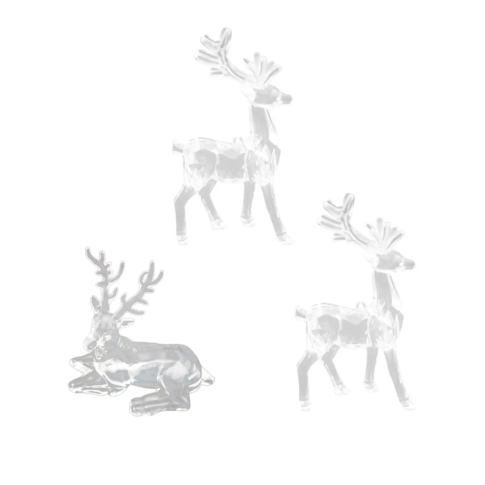 Christmas Deer Statue Clear Acrylic Elk Figurine Decorative Collections Tabletop Ornament Reindeer Sculpture for Shelf Office