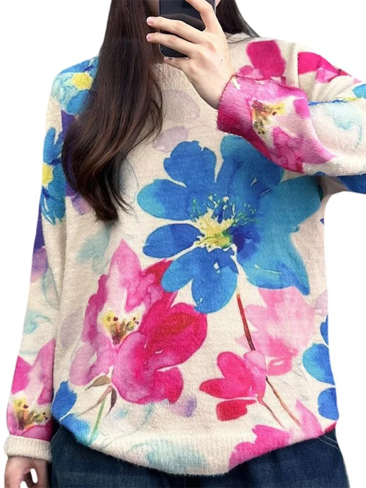 Max LuLu Fashion Design Luxury Pullover Spring Womens Printed Loose Warm O Neck Sweaters Ladies Classic Leisure Floral Jumpers