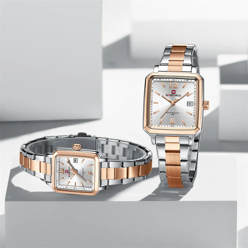 

NAVIFORCE Fashion Couple Watch 3ATM Waterproof Quartz Stainless Steel Men Lover's Gift Date Watches For Women Men Simple Watches