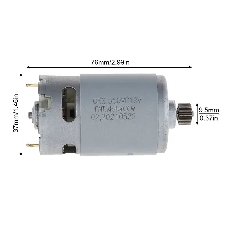 

Mar.2X GRS550VC 14 Teeth DC Motor 21500-29000RPM Lithium Drill Motor DC 12V For Rechargeable Electric Saw Screwdriver