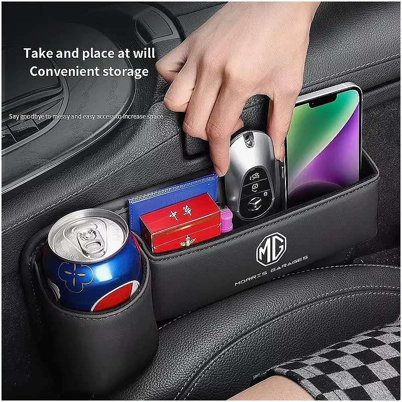 Car Seat Gap Storage Box Leather Multifunction Interior Storage Organizer  For MG ZS MG4 EV MG HS MG3 MG5 EV Marvel R MG ONE