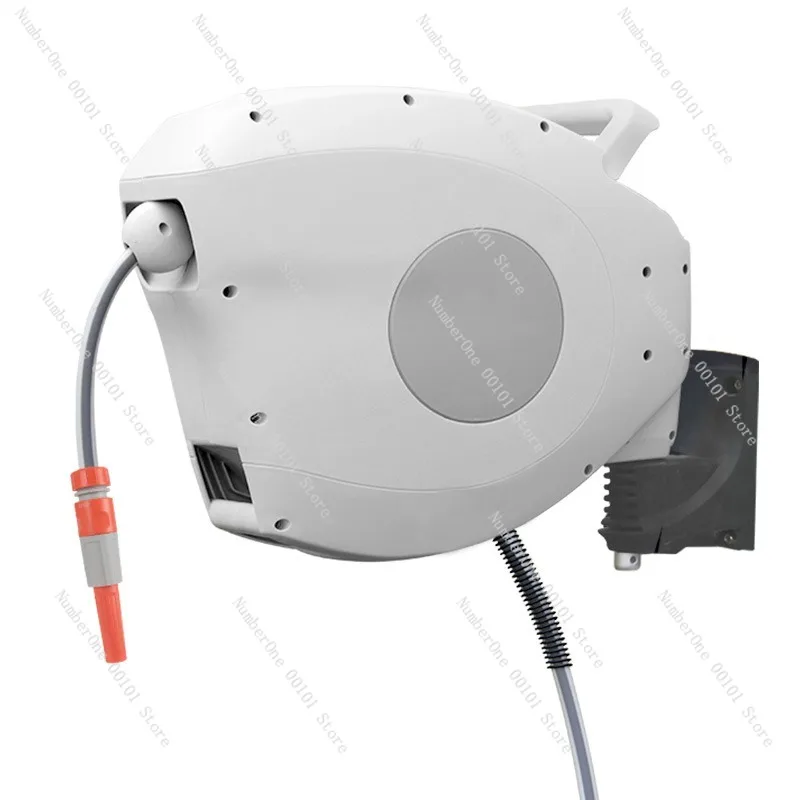 Wall Mounted Garden Hose Reel Automatic Retractable Water Pipe Storage Rack Expandable Rewind Organizer with Sprayer Nozzle