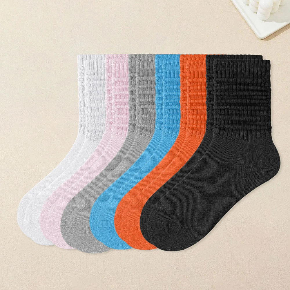 6 Pairs Slouch Scrunchy Socks Cotton Ladies Girls Casual Knee High Boot Sock Streetwear For Men Women High Boot Loose Sock