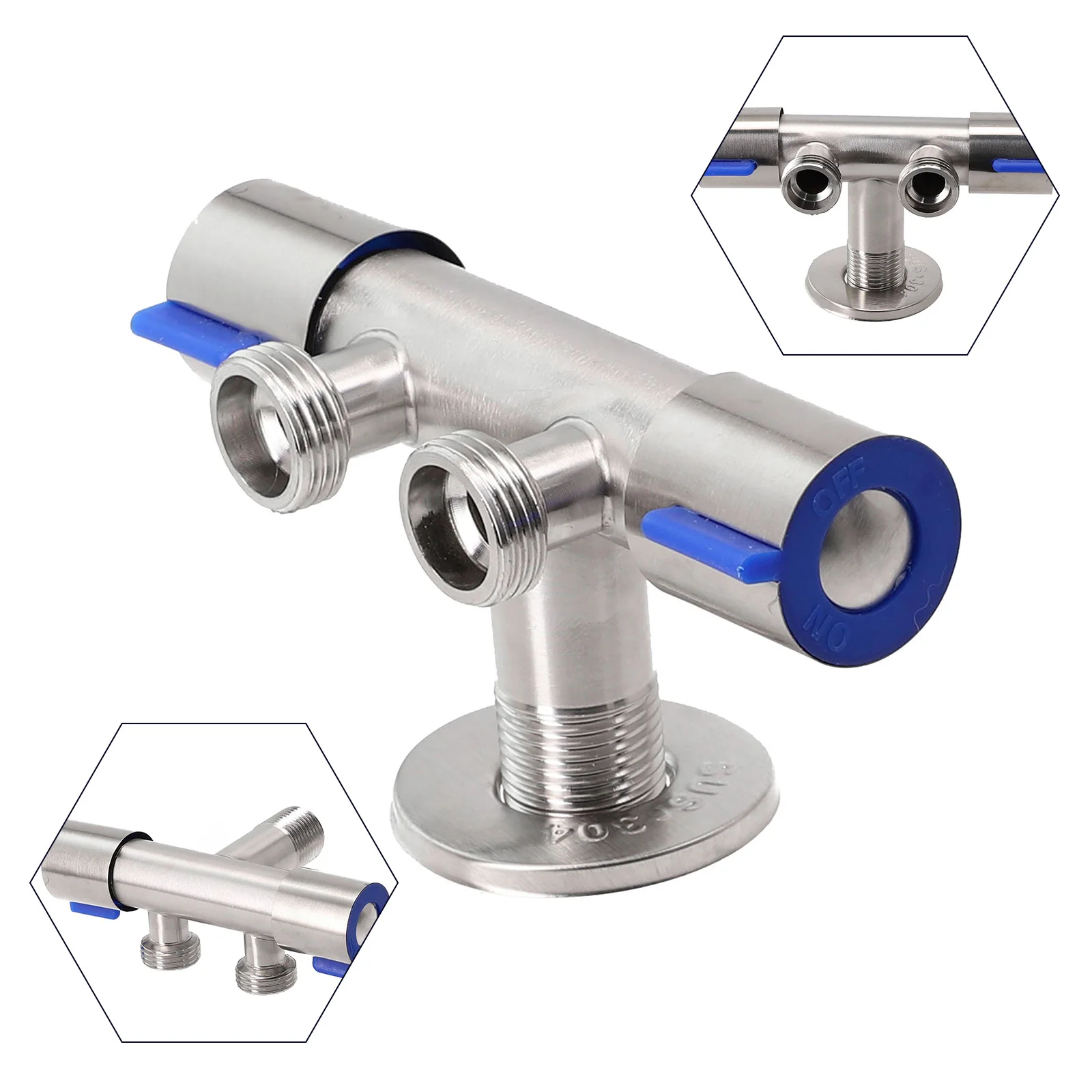 Stainless Steel Cold Water Tap with Two Lever Controls for Bathroom Vanity Sinks Washing Machine Connections and Utility Use
