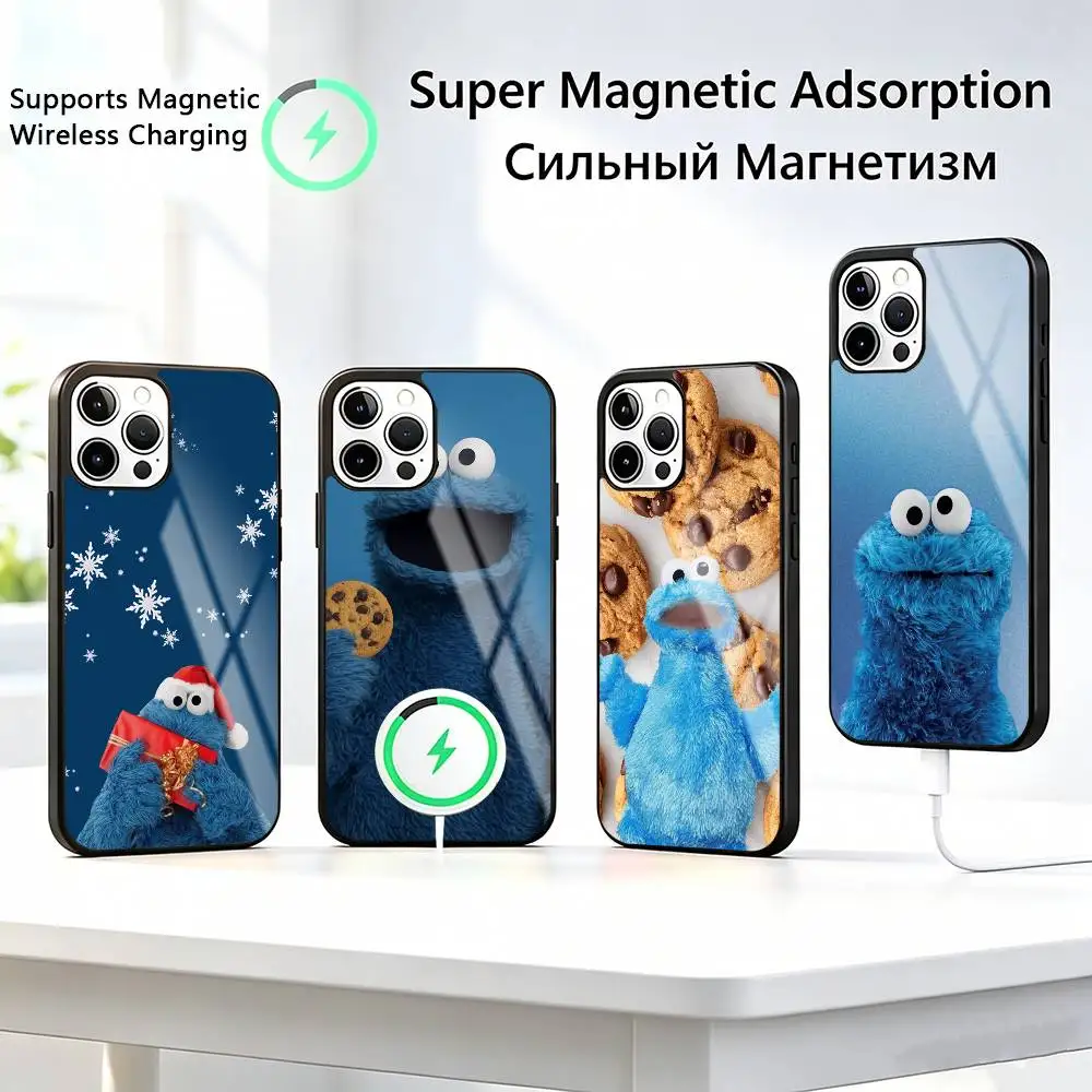 

Cookie Monster-r Funny Phone Case For iPhone17,16,15,14,13,12,11 Plus,Pro Compatible with magnetic wireless charging