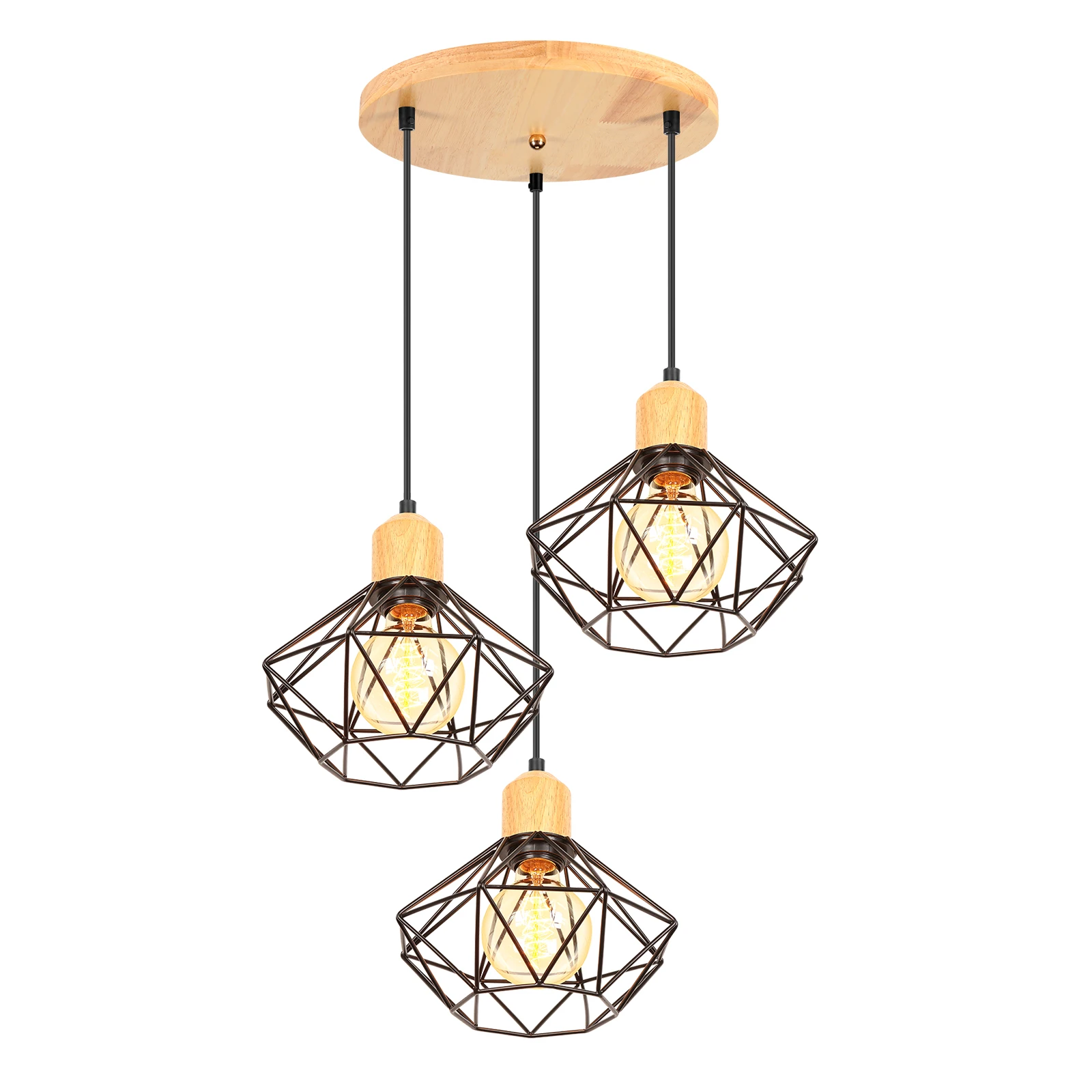 

Nordic Wood Pendant Lights 3Heads Hanging Lamp for Home Indoor Bedroom Restaurant Bar Hotel Cafe Home Decor Lighting Fixture