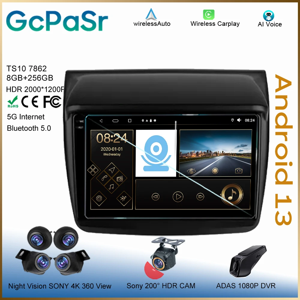 5G Android For Mitsubishi Pajero Sport 2 L200 Triton 2008 - 2016 Monitor Carplay Radio Navigation Screen Auto Stereo Car CPU HDR