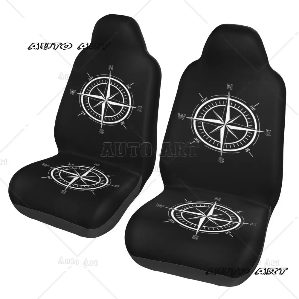 Compass Picture Car Seat Cover 2PCS Front Seat Anti Fouling Protective Cover